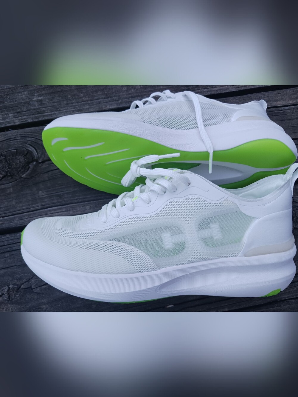 Women's Sam Edelman White Sneakers with Neon Green Tag